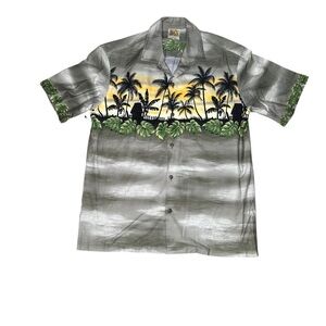 Winnie Fashion Hawaiian Shirt Men’s Large – Gray Palm Tree Print